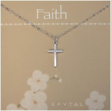 EFYTAL Small Cross Necklace for Women and Girls, Confirmation Gifts for Teenage Girl, First Communion Baptism Gifts for Girl, Sterling Silver Dainty Necklaces, Religious Gift for Catholic Birthday