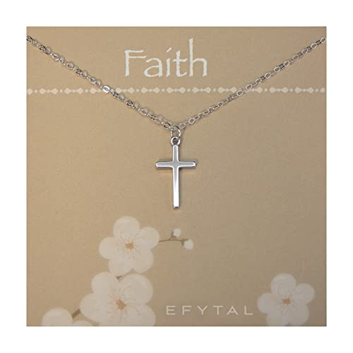 EFYTAL Confirmation Gifts for Teen, 925 Sterling Silver Cross Necklace for Women, Religious Gifts for Women