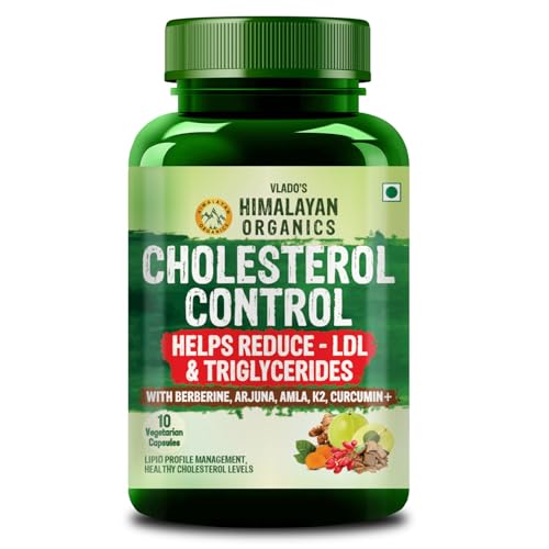 Image of Vlado's Himalayan Organics Cholesterol Control Supplement | Berberine, Arjuna, Amla & Curcumin | Supports Healthy Cholesterol, LDL HDL Balance & Lipid Levels | Helps Reduce Bad Cholesterol & Triglycerides | Heart Health & Cardiovascular Support 10 tablsts