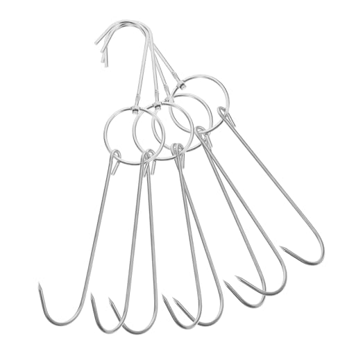 Cabilock Cooking Essential 4 Stainless Steel Hooks Double Hooks for Grilling Smoking Poultry Oven Kitchen Gadgets