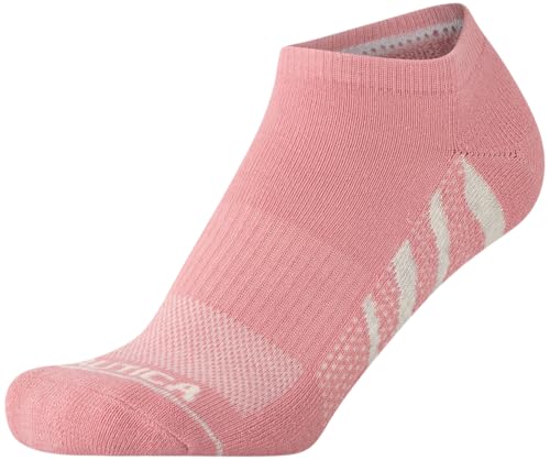Image of Nautica Womens No Show Socks Moisture Wicking Low Cut Ankle Socks, 12 Pack | Moisture Wicking Dri-Motion Fabric, Cushioned Key Areas, Banded Arch Support, No Show Low Cut, Shoe Size 4-10