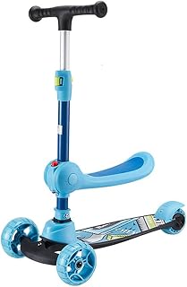 3-Wheeled Scooter for Kids - Toddler Scooter with 3 Wheel LED Lights, Adjustable Lean-to-Steer Handlebar, Foldable Seat - Sit Or Stand Ride with Brake