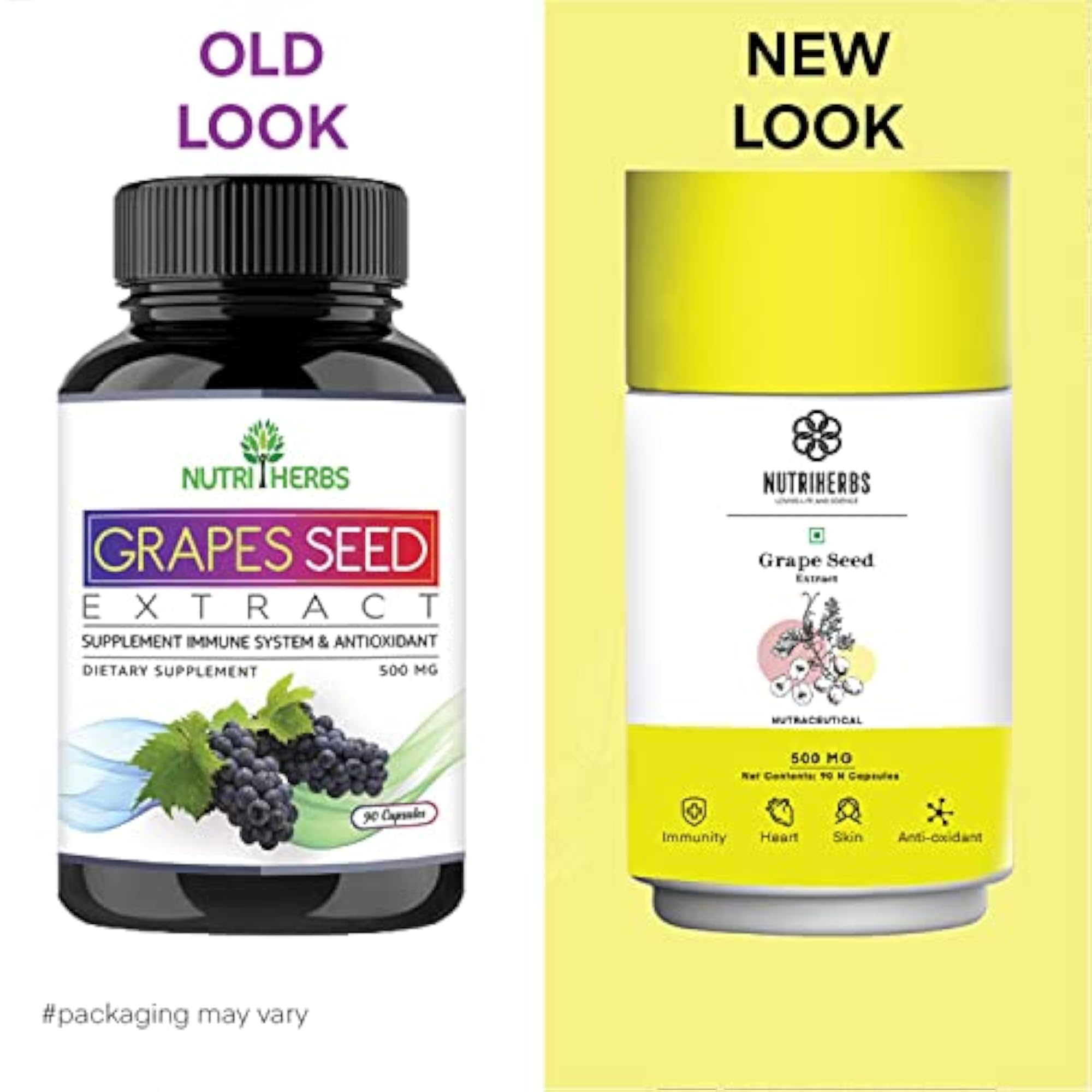 NUTRiHERBS Grape Seed Extract Capsules, 500mg, 90 Vegan