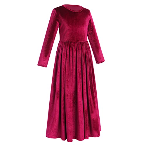 Vestido largo de terciopelo para niñas con bolsillos miniatura 2