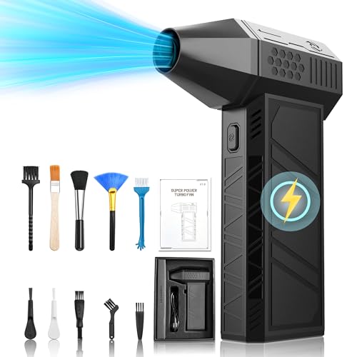 JM-BROS Electric Compressed Air Duster-130000RPM,3 Adjustable Portable Dust Blower,Cordless Rechargeable Mini Turbo Jet Fan for Cleaning PC,Computer, Car, Keyboard and Home Outdoor Dust,Snow Removal.