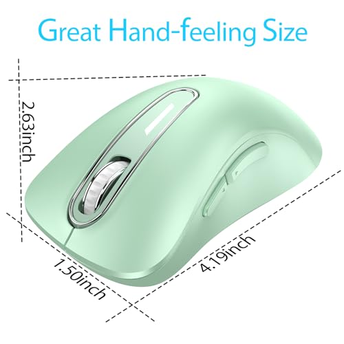 Image of memzuoix 2.4G Wireless Mouse, 1400 DPI Computer Mice USB Receiver, Portable Wireless USB Mouse Battery Powered Cordless Mice for Laptop, PC, Desktop, 5 Buttons (Light Green)