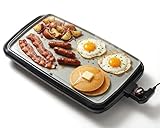 Elite Gourmet 10' x 20', Electric Griddle, Large PFAS-Free Ceralast™ Ceramic Non-Stick Surface Cool-touch Handles, Removable/Adjustable Thermostat, Easy to Clean Removable Grease Tray, Black/Grey