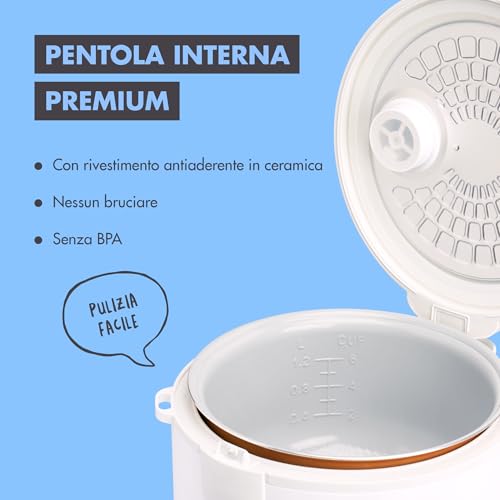 Reishunger Cuociriso Elettrico e Vaporiera con Funzione di Mantenimento del Caldo, Nero - Per 1-6 Persone - Preparazione Rapida Senza Bruciature - Rivestimento Ceramico - immagine 6