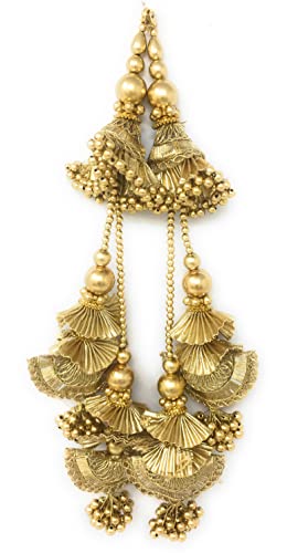Image of Women's Gold 28 cm Long Traditional Diamond Shape Lehenga Blouse Applique Decorative Hanging