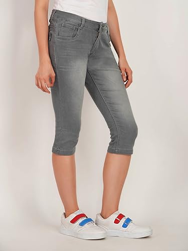 Image of Skinny Fit Women Denim Capri