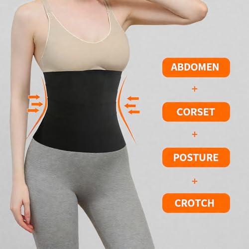 Waist Trainer Corset Belt, High Compression Shapewear, Black, Tummy Control and Posture Support Waist Long torso wrapped around abdomen4