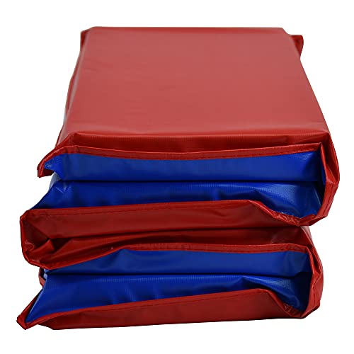 Angeles 2" Nap Mat, Blue-Red, Ael7110A, Toddler Daycare 4-Section Folding Mat, Tear-Proof Edges, Waterproof Seals, Kids Preschool Sleeping Mat #TOP4
