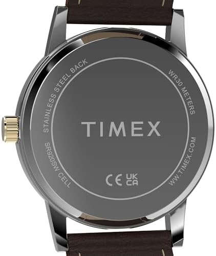 Timex Men's Main Street 38mm Watch - Brown Strap Green Dial Silver-Tone Case - 3