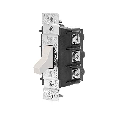 Leviton Ms303-Dsw 30 Amp, 600 Volt, Three-Pole, Three Phase Ac Manual Motor Controller, Suitable As Motor Disconnect, Toggle, Industrial Grade, Non-Grounding, Back & Side Wiring, White #TOP2