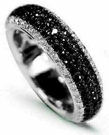 2.00 Ct Round Cut Black Lab Created Diamond Half Eternity Wedding Band Ring, 14K White Gold Finish