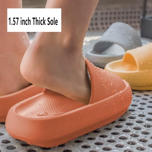 Cloud Slippers for Women and Men,Support and Cushioned Thick Sole Pillow Slippers Ultra Soft EVA Anti-slip shock absorption Flat Shower Sandals4