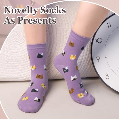Image of Chalier Womens Funny Socks Cozy Cute Printed Patterned Fun Socks Novelty Cat Dog Socks for Women