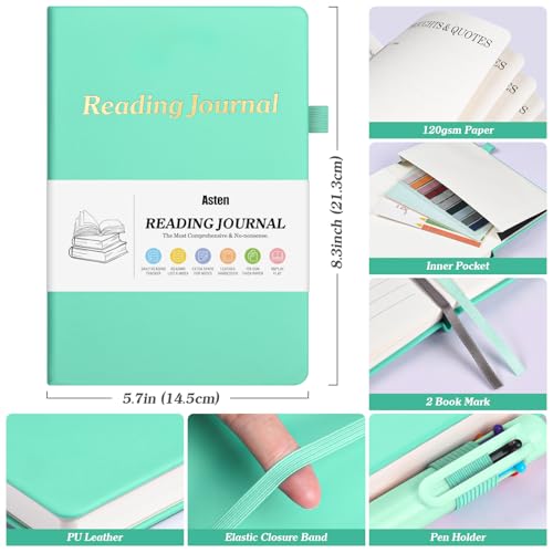 Diário de leitura com marcadores, abas de livros, caneta multicolorida, diário para amantes de livro