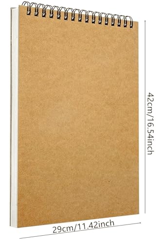 3Pack Sketchbook A3 Landscape Spiral Bound A3 Sketchbook 60 Pages of 160gsm Cartridge Paper - Hardback (A3-3Pack) - Image 3