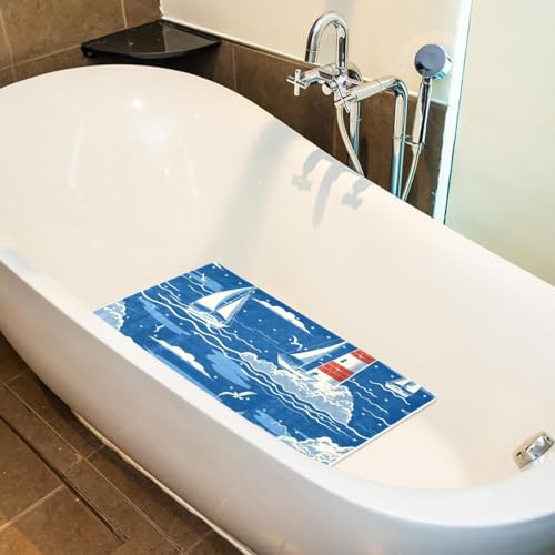 Tapete de bañera extralargo Blue Ocean con ventosas antideslizantes 6