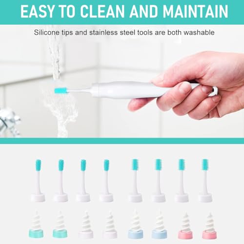 Image of HANNEA Ear Wax Removal Tool Kit Gentle Soft Ear Cleaner with 16Pcs Replacement Silicone Tips of 3 Designs Deep Cleaning Triple Curved Loop Tipped Stainless Steel Ear Wax Removal Kit