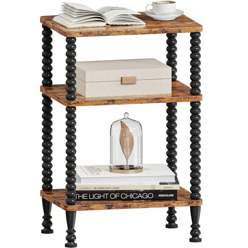 Lifenite Side Table, 3-Tier Small End Table, Tall Accent Table