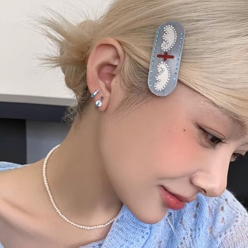 Y2K Kawaii Pinzas para el Cabello con Rhinestone, Lazo, Osito Ángel, Barrette Coquette Dreamcore Accesorios Estéticos para el Cabello miniatura 5