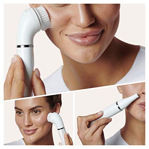 Braun FaceSpa Pro Beauty Set mit Gesichtsepilierer Damen / Damenbart Entferner, Gesichtsreinigungsbürste, Aufsatz, Haarentfernung und Reinigung, SE910, weiß/silber - Image 4