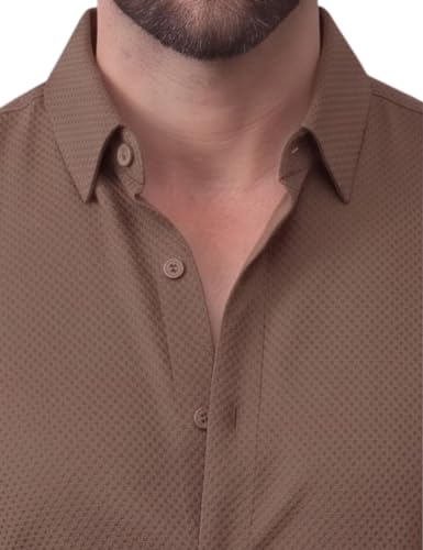 Image of NexaFlair Men's Regular Fit Solid Pattern Laffer Cotton Shirt with Long Sleeve Collared Neck Standard Length and Button Down Closure Type | Mens Casual Shirts | Man's Formal Shirts
