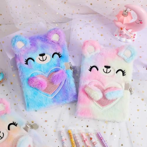 Diario personal para niñas con diseño de oso y candado miniatura 5
