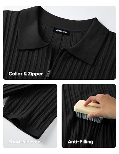 Camiseta polo para hombre JMIERR de manga corta con cierre parcial, tejido texturizado y ligera, ideal para verano, golf y vacaciones miniatura 5