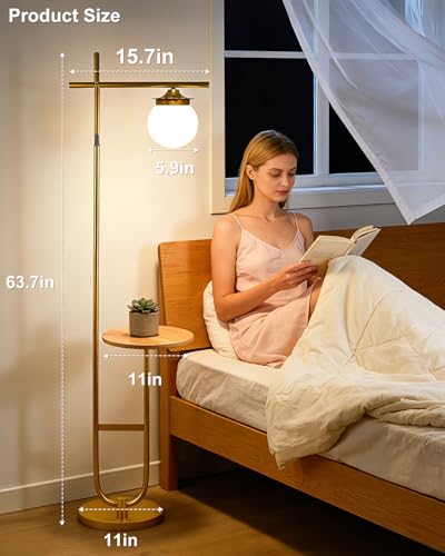 Image of Lightdot RGBCW Floor Lamp for Living Room with Remote, Modern Standing Tall Lamp with Storage Table, Cross-Shaped Lamp Head and U-Pole Base Style for Bedroom, Office, Home Decor, Foot Switch