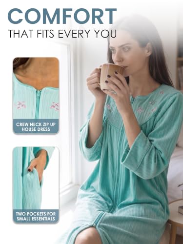 Image of Casual Nights - Jacquard Fleece zip up robes for women | women's house coats with pockets | Duster For Ladies