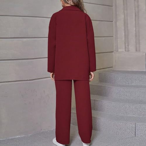 2 Piece Outfits For Women Casual Long Sleeve Button Dwon Shirts And Wide Leg Pant Lounge Set Tracksuit Sets3