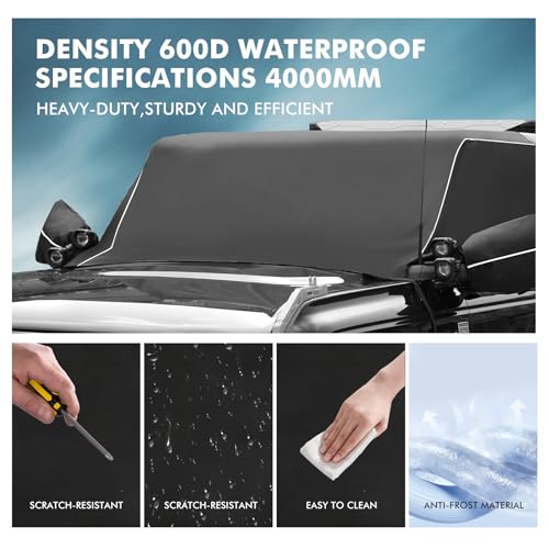 Image of Z8 Windshield Cover for Ice and Snow,Ford Bronco 600D Windshield Snow Cover with Side Mirror Cover Winter Frost Hail Protector Windshield Accessories(Not Fit Bronco Sport /Everglades)