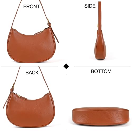 Genuine Leather Shoulder Bag for Women Mini Clutch Purse Tote Handbag with Zipper Closure Small Crossbody Bag3