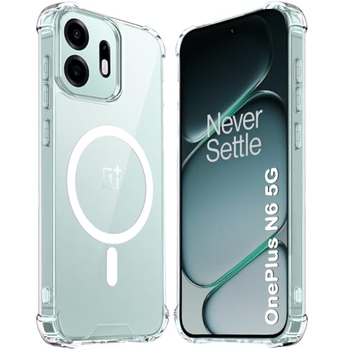 Image of TheGiftKart ShockProof Ultra-Hybrid Back Cover Case for OnePlus N6 5G Compatible with MagSafe | 360 Degree Protection | Crystal Clear Hard Back Cover Case for OnePlus N6 (PC & TPU, Transparent Bumper)