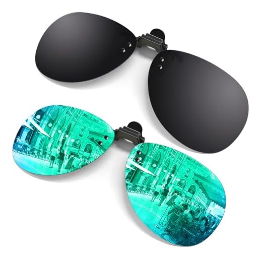 GQUEEN 2-pack polariserade Clip-on flip up ramlös rektangel lins utomhus körning fiske solglasögon för receptbelagda glasögon, JP24