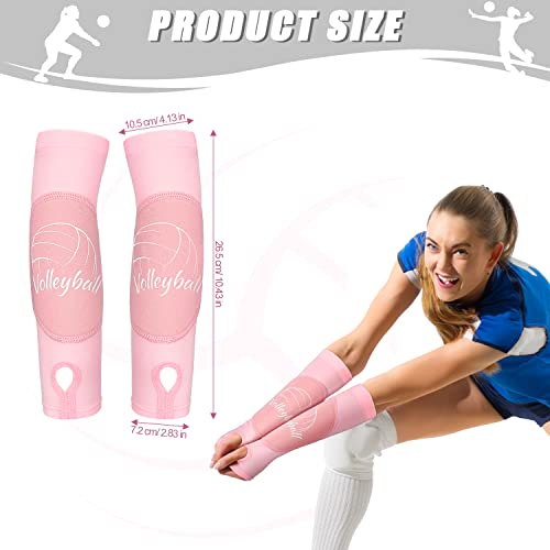 3 Pairs Volleyball Arm Sleeves Passing Hitting Forearm Sleeves Volleyball Training Equipment Volleyball Wrist Guard With Protecton Pads And Thumb Hole For Teen Women Men (Pink, Gray, White, 10 Inch) #TOP2