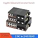 E26IBDTMYE 1PCS Industrial Gigabit Transceiver 10/100/1000Mbps Single Mode 20KM 2 Fiber SC A+B End to 2/4/8 RJ45 Ports(2 SC to 8 RJ45)
