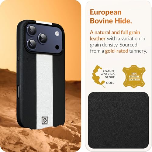 Image of DIZORO Leather Case for iPhone 17 Pro Max, Men Women Luxury Elegant Slim Business PU Cover Soft Non-Slip Grip Shockproof Anti-Scratch Protective Back Cover Black White