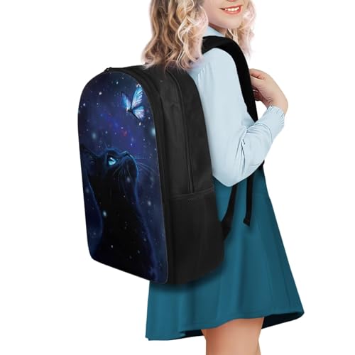 Flashideas Black Cat Backpack for School Girls Backpack with Lunch Box Water Bottle Bag and Soft Pencil Case 4 PCS Set 17" Lightweight Elementary School Bag Large Bookbag with Compartments for Kids2