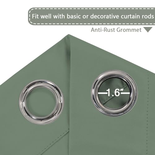 Image of H.VERSAILTEX Blackout Patio Curtains 100 x 84 Inches for Sliding Door Extral Wide Blackout Curtain Panels Thermal Insulated Room Divider - Grommet Top, 7' Tall by 8.5' Wide - Green Bay