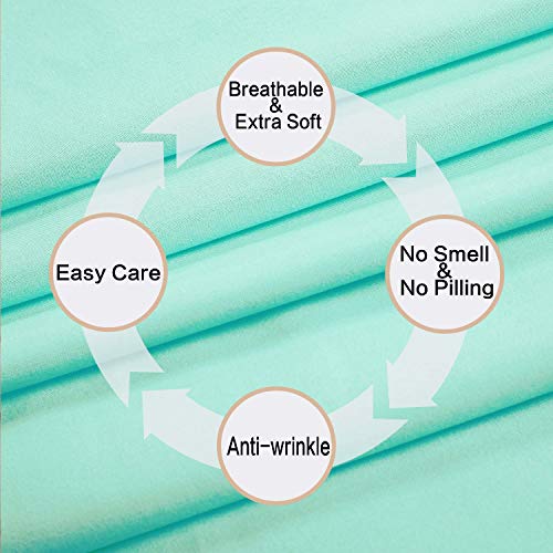 Image of 4 Piece Bed Sheet Set (Queen,Mint) 1 Flat Sheet,1 Fitted Sheet and 2 Pillow Cases,Brushed Microfiber Luxury Bedding with Deep Pockets