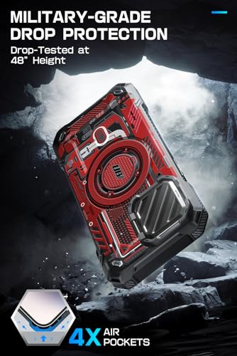 Image of SUPCASE for iPhone 15 Pro Max Case with Camera Cover & Stand (UBMag XT) [Compatible with MagSafe] [Built-in Kickstand] [Military-Grade Protection] Heavy Duty Rugged Magnetic Phone Case, RedCircuit