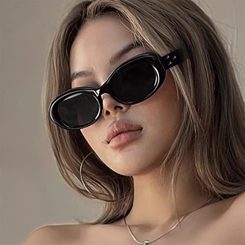 EQNSMDTGZ Damskie okulary przeciwsłoneczne okulary przeciwsłoneczne małe oprawki na imprezę piknik na wakacje na świeżym powietrzu spersonalizowane vintage (czarne)