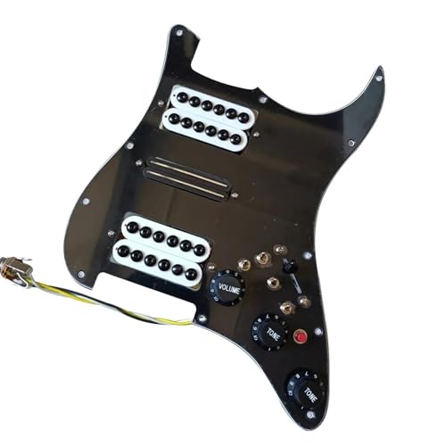 HSH ダブルコイル アルニコ V ピックアップ付きピックガードセット ST エレキギター用配線済み ST コイルスプリットスイッチ 配線済みピックアップ ピックガード(Black)