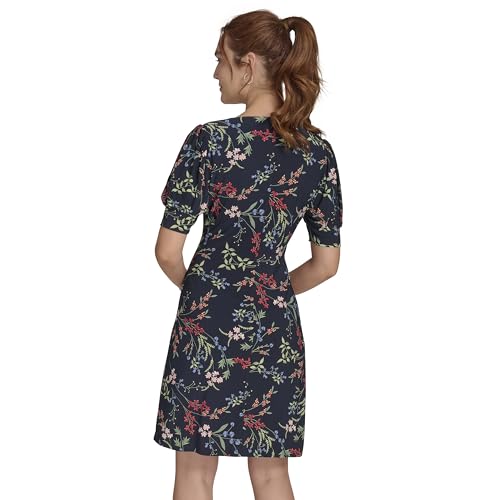 Image of Tommy Hilfiger Women's Short Puff Sleeve V-Neck Shift Mini Dress
