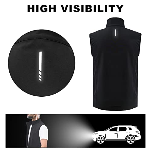 Frtcv Soft Shell Mens Vest Windbreaker – Waterproof Lightweight Zip Up Sleeveless Jacket Coat Outerwear With Zipper Pockets Black Size M #TOP3