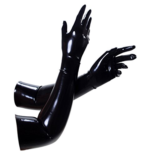 Gants latex pratiques sexuelles noir 0.4 Rubberfashion unisexe longueur coude